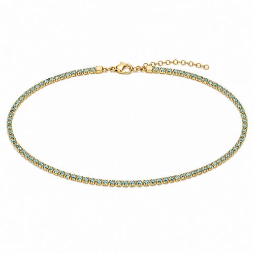 Choker Riviera Zirc�nia Acqua Marinha Banhado a Ouro
