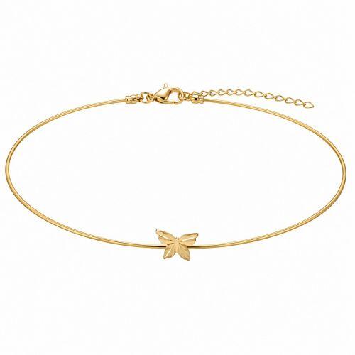 Choker Aro com Borboleta Lisa Banhado em Ouro 18K