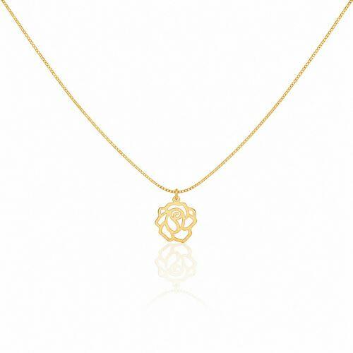 Choker Rosa Lisa Banhado em Ouro 18k