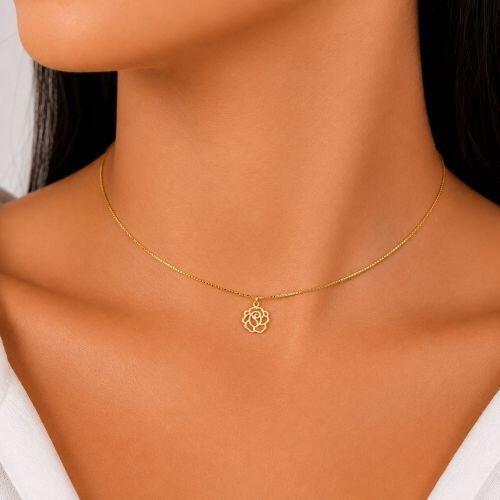 Choker Rosa Lisa Banhado em Ouro 18k