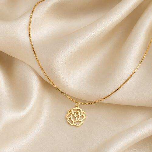 Choker Rosa Lisa Banhado em Ouro 18k