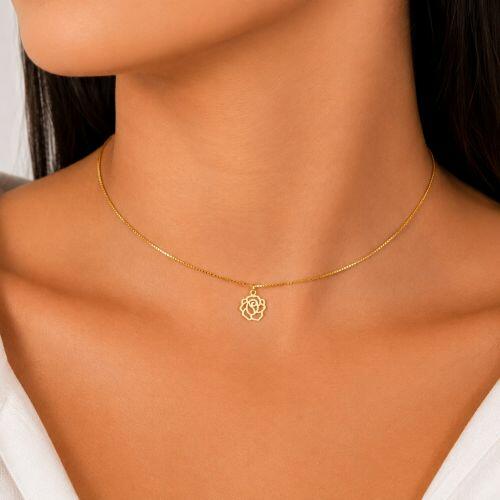 Choker Rosa Lisa Banhado em Ouro 18k
