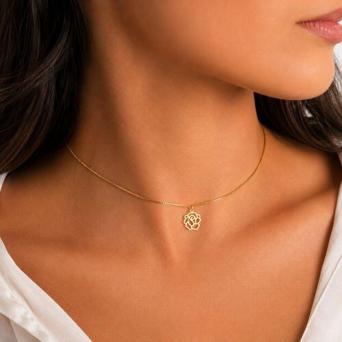 Choker Rosa Lisa Banhado em Ouro 18k