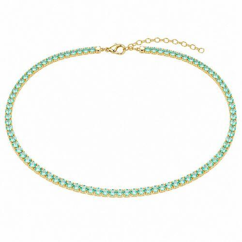 Choker Riviera Zirc�nia Acqua Marinha Banhado em Ouro18k