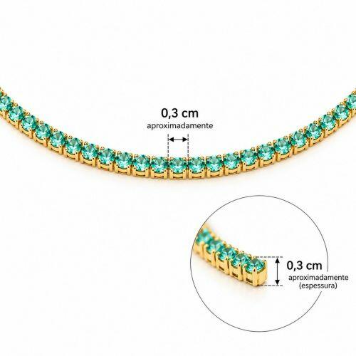 Choker Riviera Zirc�nia Acqua Marinha Banhado em Ouro18k