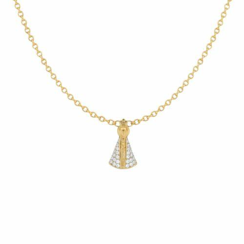 Choker Elo Portugu�s com Nossa Senhora Aparecida Zirc�nia Cristal Banhado a Ouro