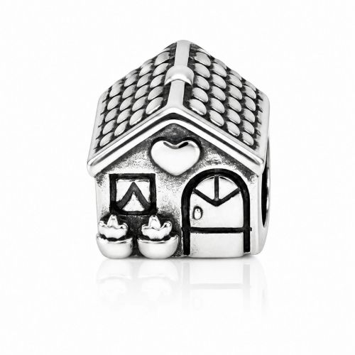 Berloque Casa com Coração Aço Inox