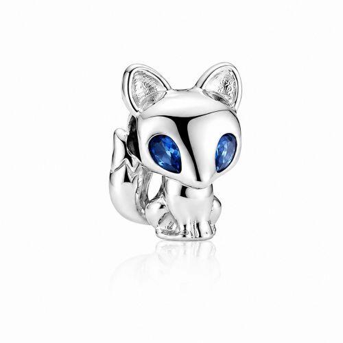 Berloque Raposa Olhos Azul Aço Inox