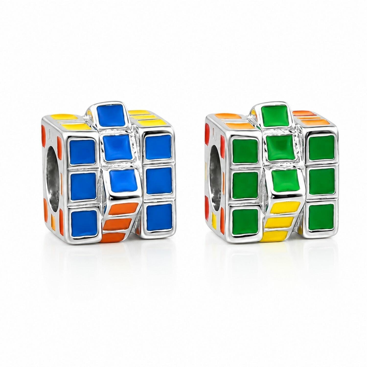 Berloque Cubo Mágico Colorido Aço Inox