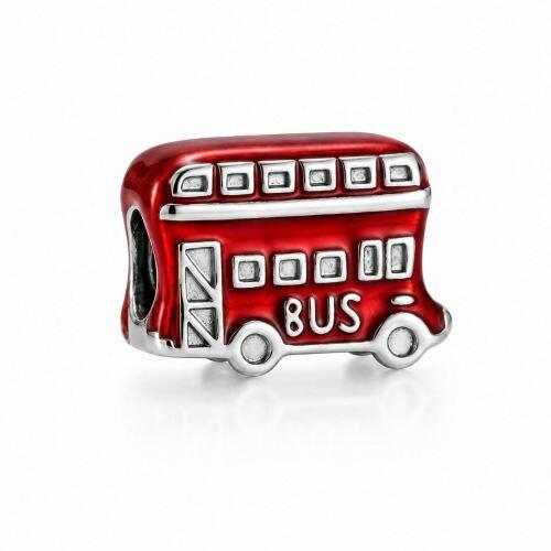 Berloque Ônibus Vermelho Aço Inox