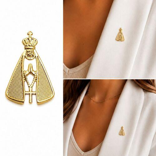 Broche de Nossa Senhora Aparecida Banhado a Ouro