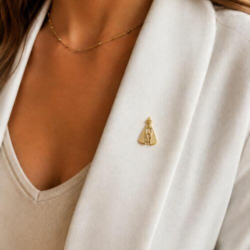 Broche de Nossa Senhora Aparecida Banhado a Ouro