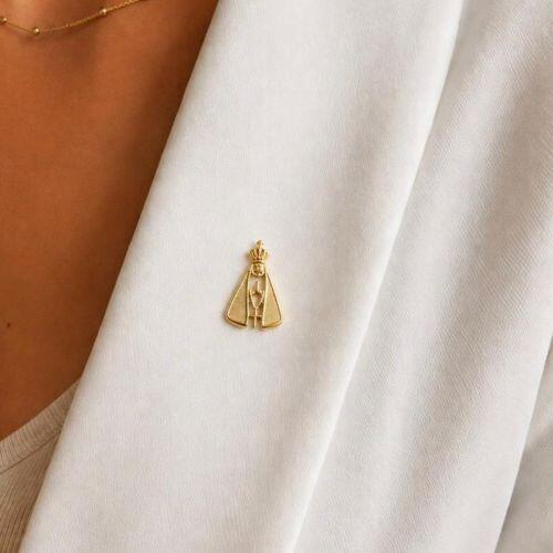 Broche de Nossa Senhora Aparecida Banhado a Ouro