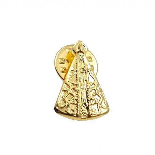 Broche Nossa Senhora Aparecida com Detalhes Banhado a Ouro