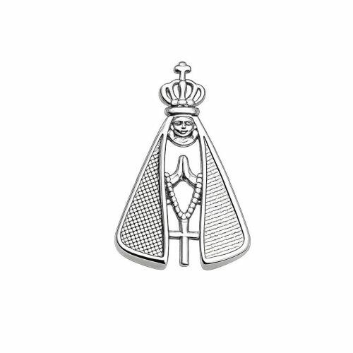 Broche de Nossa Senhora Aparecida Banhado a Prata