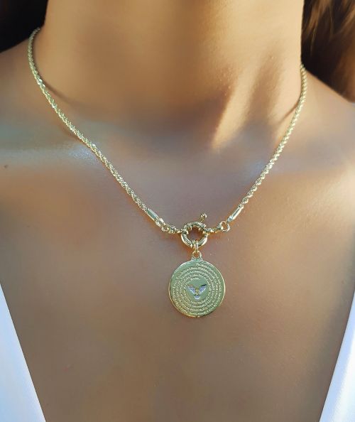 Colar Elo Baiano com Fecho Boia e Oração Pai Nosso Banhado a Ouro