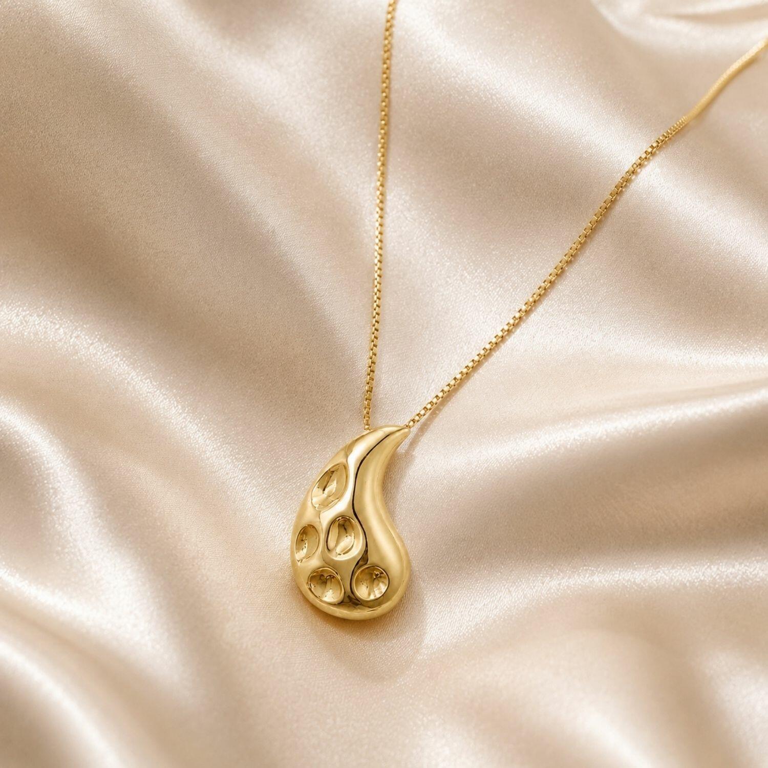 Colar Gota Bold Orgânico Banhado a Ouro