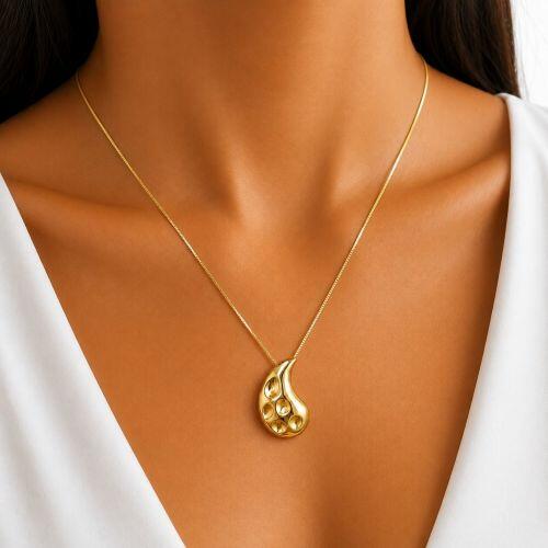 Colar Gota Bold Org�nico Banhado a Ouro