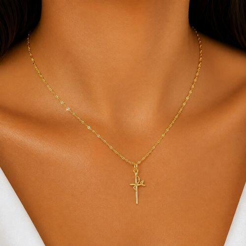 Colar Singapura com Pingente F� Banhado a Ouro