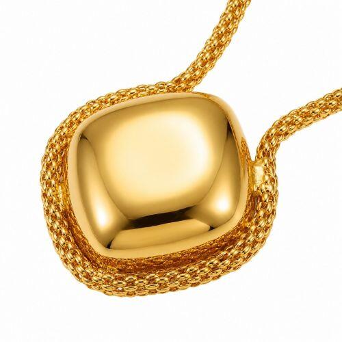 Colar Elo Pipoca com Pingente Abaulado Banhado a Ouro