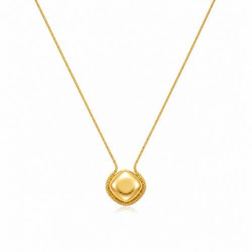 Colar Elo Pipoca com Pingente Abaulado Banhado a Ouro