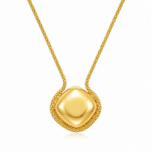 Colar Elo Pipoca com Pingente Abaulado Banhado a Ouro
