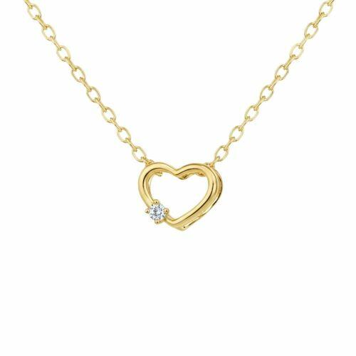 Colar Cora��o Vazado Abaulado com Ponto de Luz Banhado a Ouro