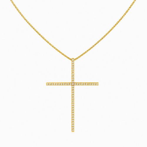 Colar Cruz Micro Zirc�nia Cristal Banhado a Ouro