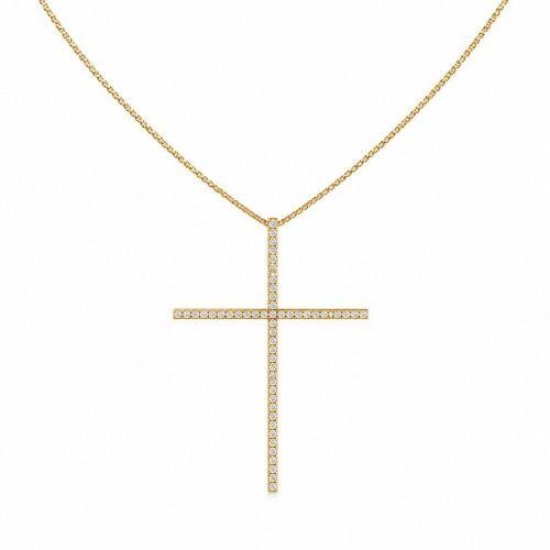 Colar Cruz Micro Zirc�nia Cristal Banhado a Ouro