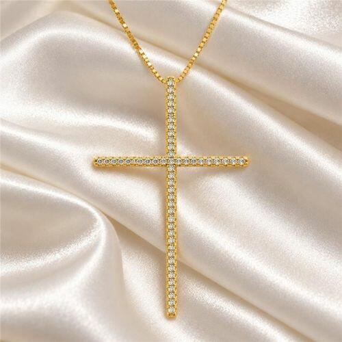 Colar Cruz Micro Zirc�nia Cristal Banhado a Ouro