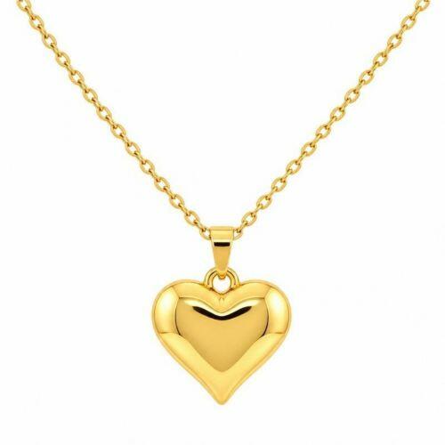 Colar Mini Elo com Pingente Coração Liso Banhado a Ouro