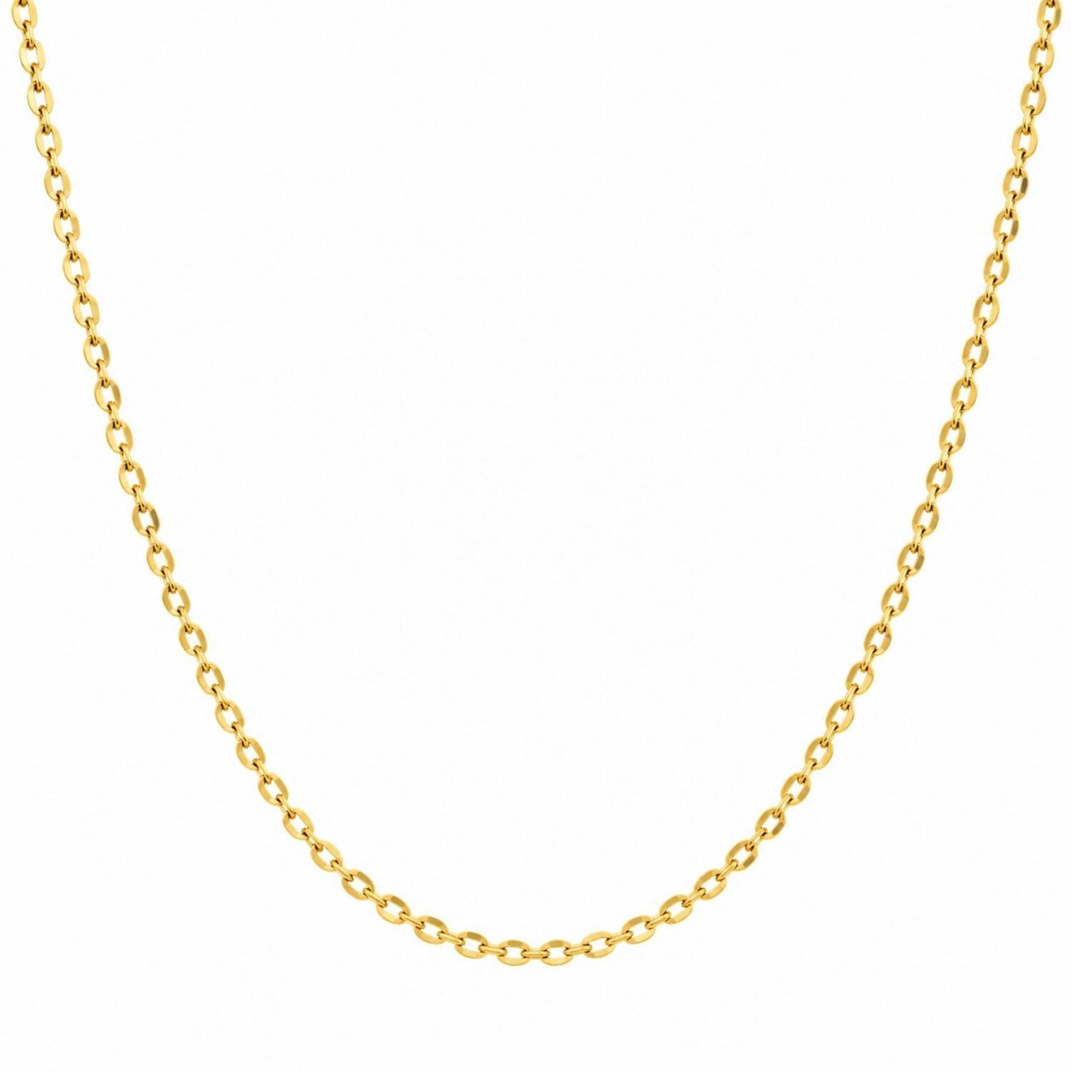 Colar Mini Elo com Pingente Coração Liso Banhado a Ouro