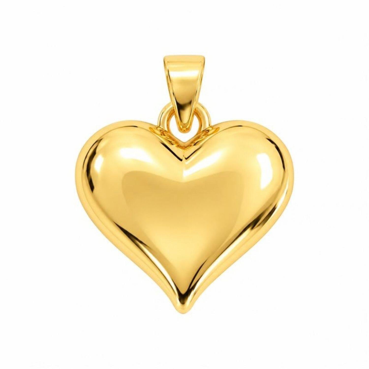 Colar Mini Elo com Pingente Coração Liso Banhado a Ouro