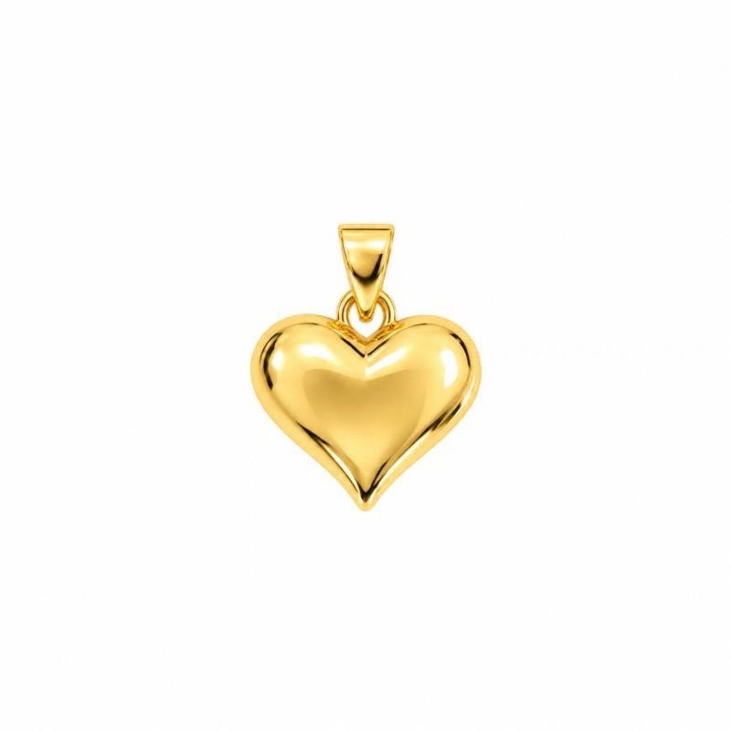 Colar Mini Elo com Pingente Coração Liso Banhado a Ouro
