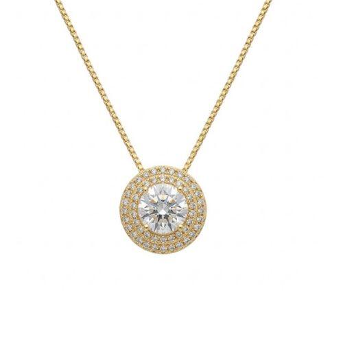 Colar Redondo Abaulado Luxury Micro Zirc�nia Cristal Banhado a Ouro