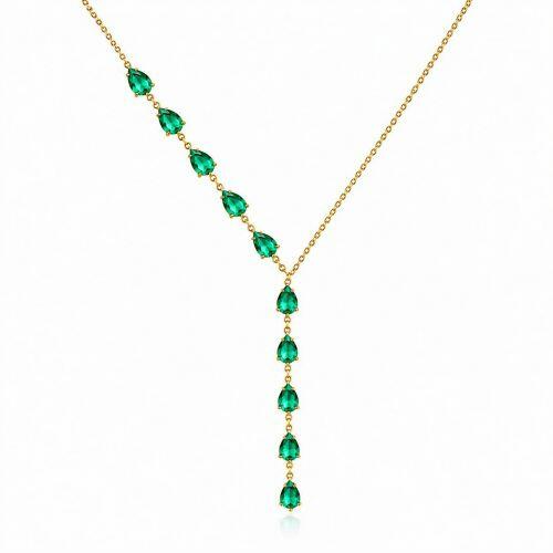 Colar Gravatinha Gotas Zirc�nia Turmalina Banhado em Ouro 18K