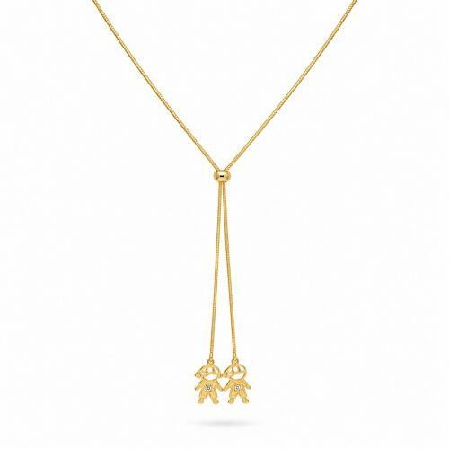 Colar Gravatinha Regul�vel Filhos 2 Meninos Banhado a Ouro