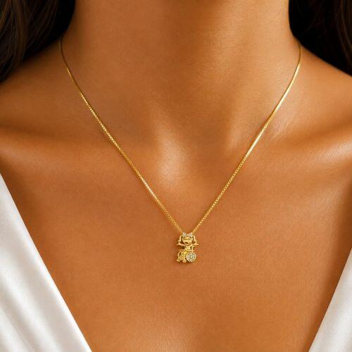 Colar Menina Cadeirante com Zirc�nia Cristal Banhado em Ouro 18K