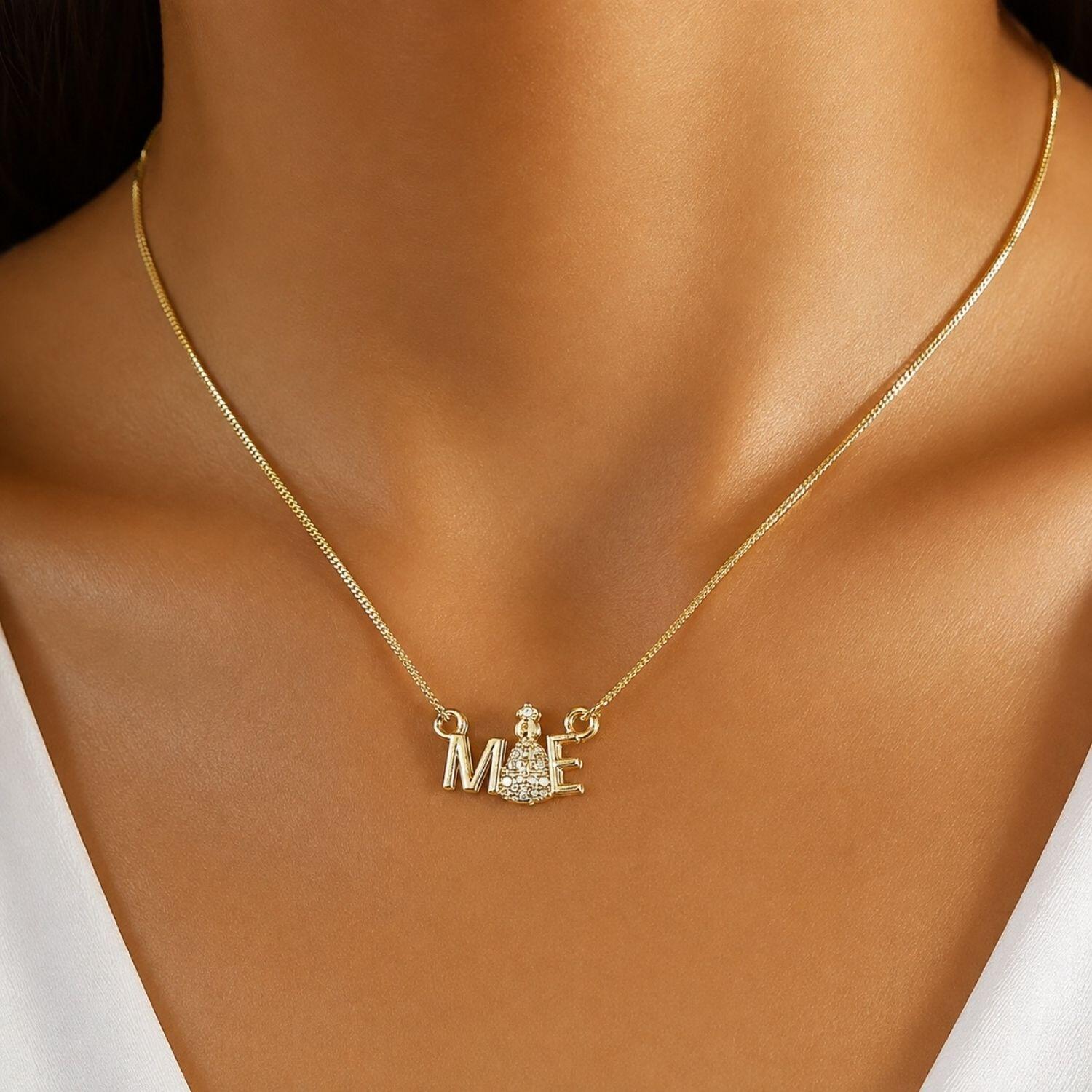Colar Mãe com Nossa Senhora Aparecida Zircônia Cristal Banhado em Ouro 18K