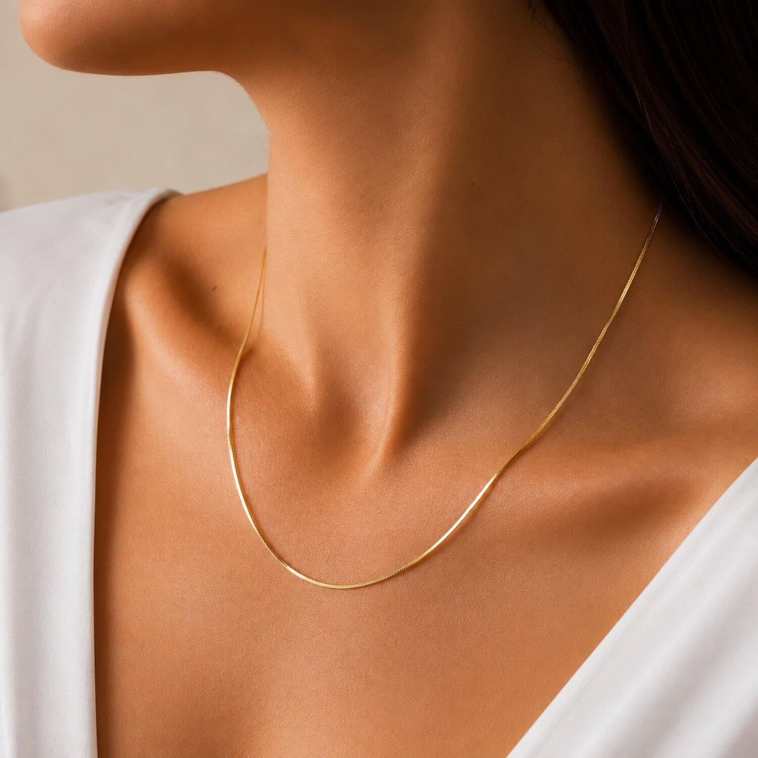 Colar Rabo de Rato Laminado Banhado em Ouro 18k