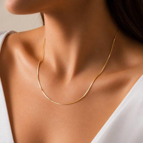 Colar Rabo de Rato Laminado Banhado em Ouro 18k