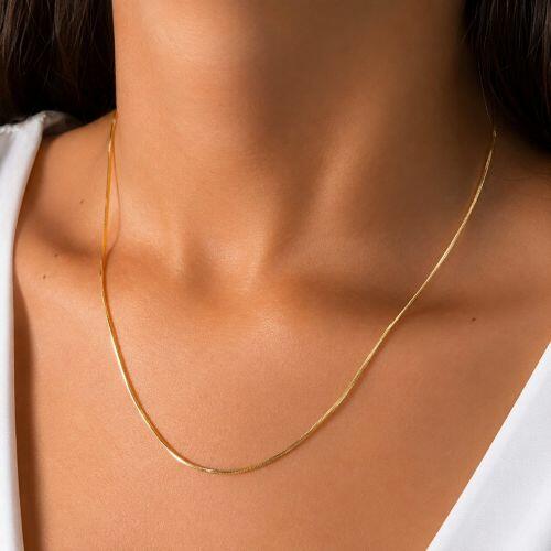 Colar Rabo de Rato Laminado Banhado em Ouro 18k
