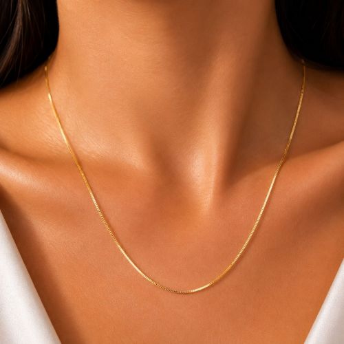 Colar Rabo de Rato Laminado Banhado em Ouro 18k
