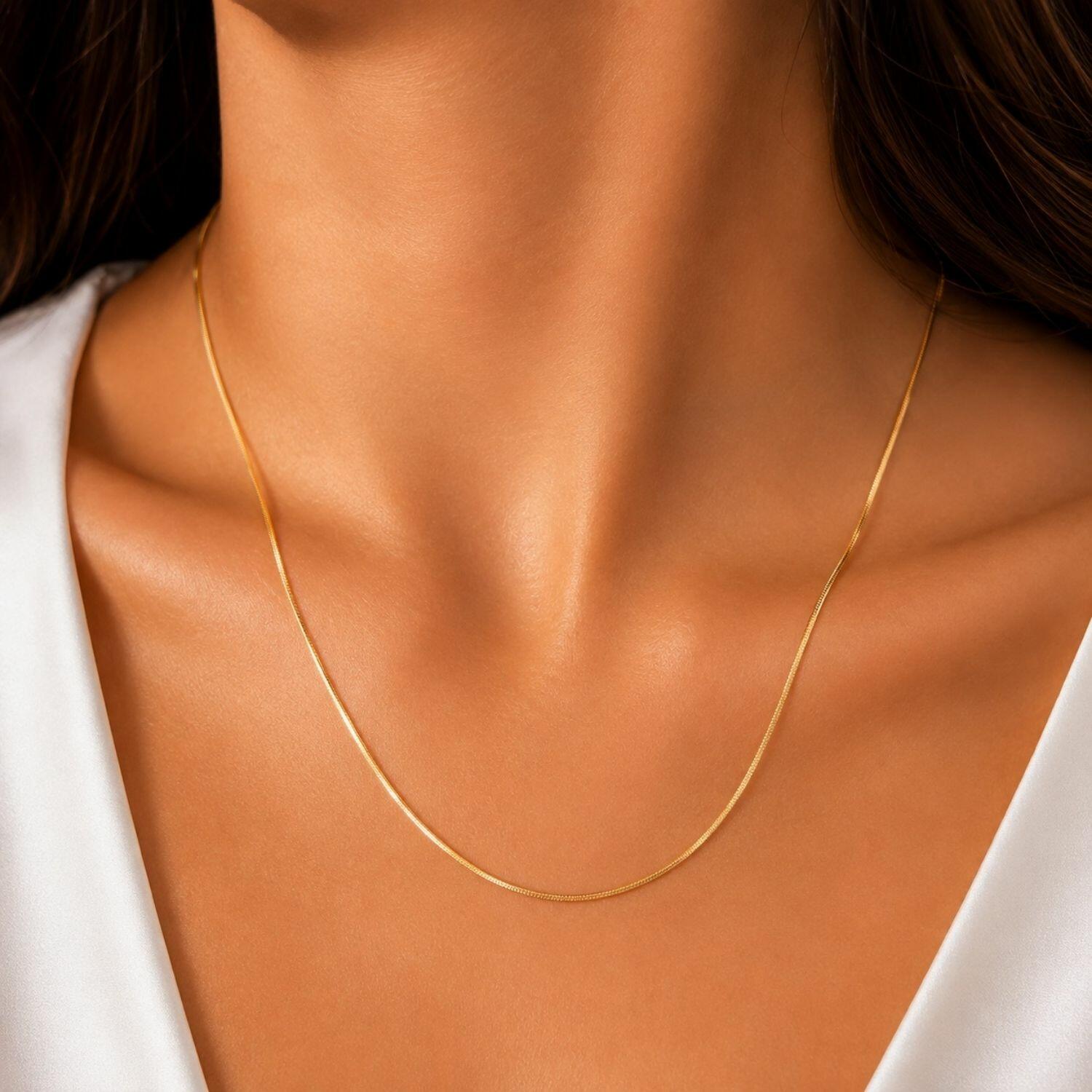 Colar Rabo de Rato Laminado Banhado em Ouro 18k