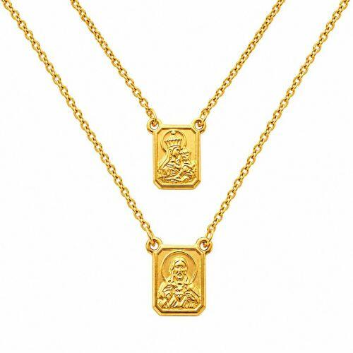 Escapul�rio Nossa Senhora do Carmo com Sagrado Cora��o de Jesus Banhado em Ouro 18k