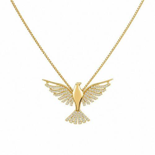 Colar Esp�rito Santo com Micro Zirc�nias Banhado a Ouro