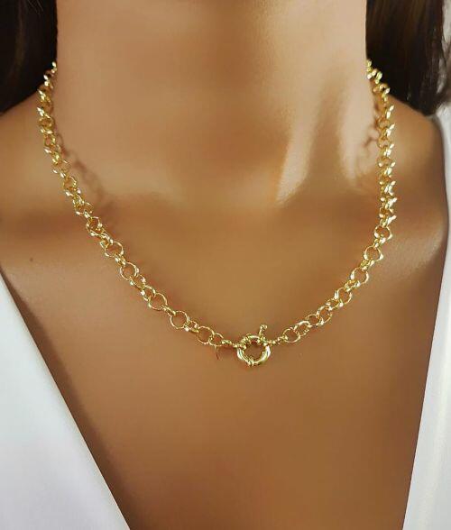Colar Elo Português 0.6 cm Banhado em Ouro18k
