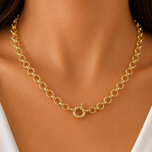 Colar Elo Português 0.6 cm Banhado em Ouro18k