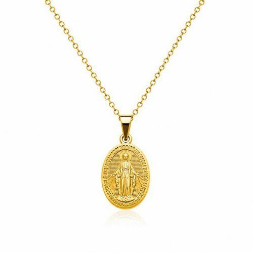 Colar Medalha Nossa Senhora Milagrosa com Detalhes Banhado a Ouro