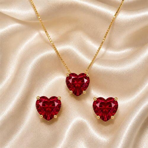 Conjunto Cora��es Rubi banhado em Ouro 18k
